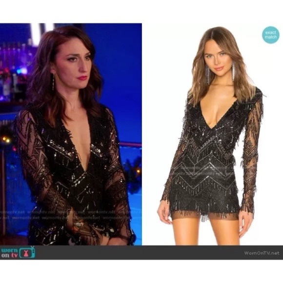 SUPERDOWN NWT Black Long Sleeve Nia Sequin Fringe Mini Dress XS - Picture 16 of 16